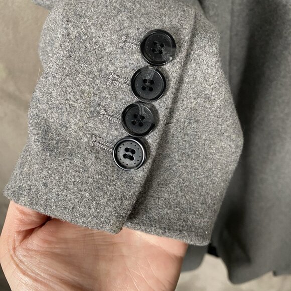 H&M Overcoat Men 44R Wool Blend Grey Minimalist Capsule Neutral Topcoat Car Coat - Picture 6 of 15